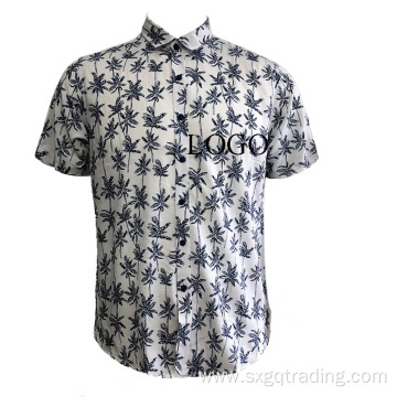 100%Viscosa print short sleeve men shirts